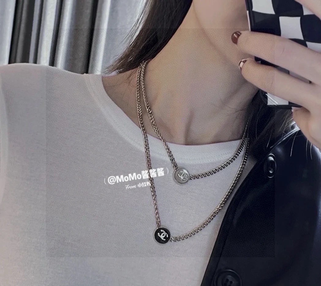 crystal double c Necklace for women - alternate angle view 5