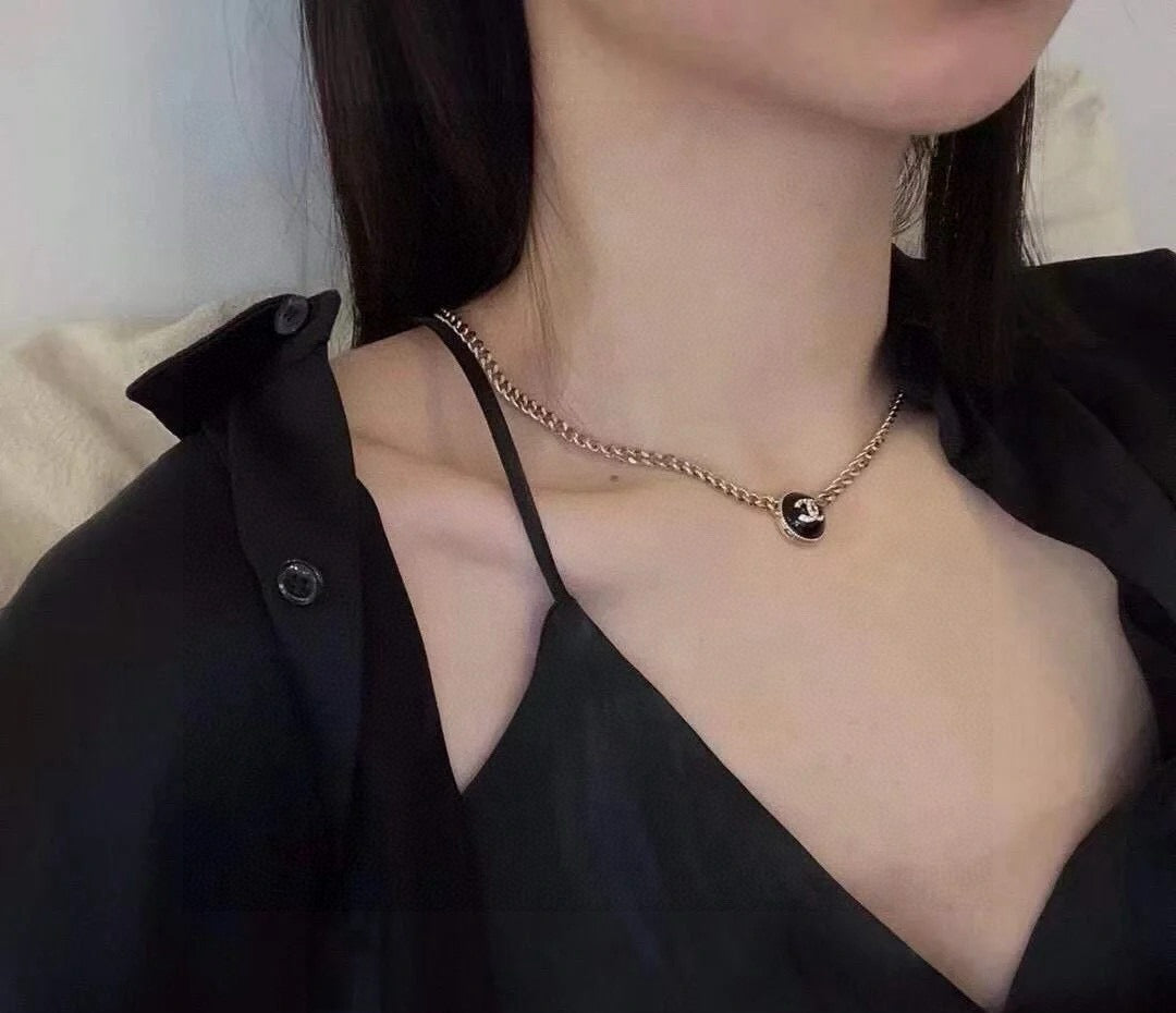 crystal double c Necklace for women - alternate angle view 2