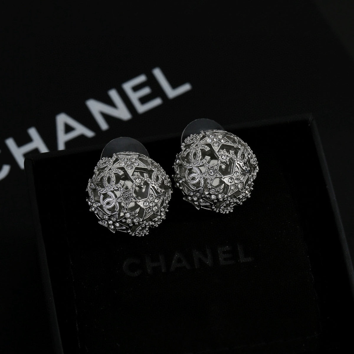 yellow brass hollow Stud Earrings for women - alternate angle view 4