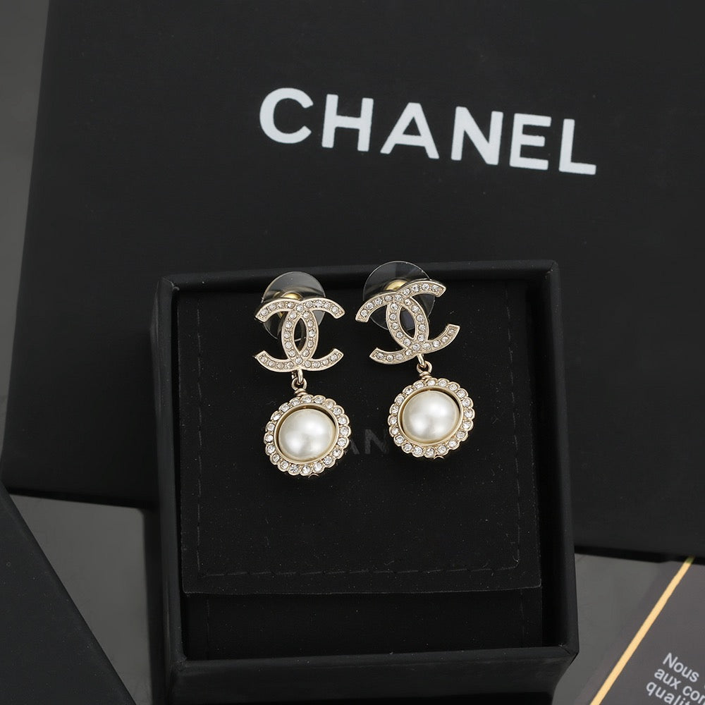 silver 925 sterling silver pearl Stud Earrings for women - alternate angle view 2