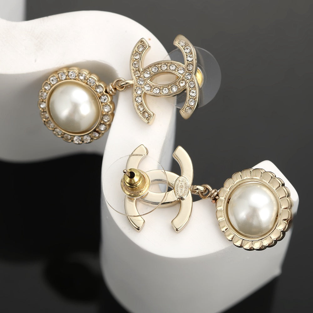 silver 925 sterling silver pearl Stud Earrings for women - alternate angle view 7