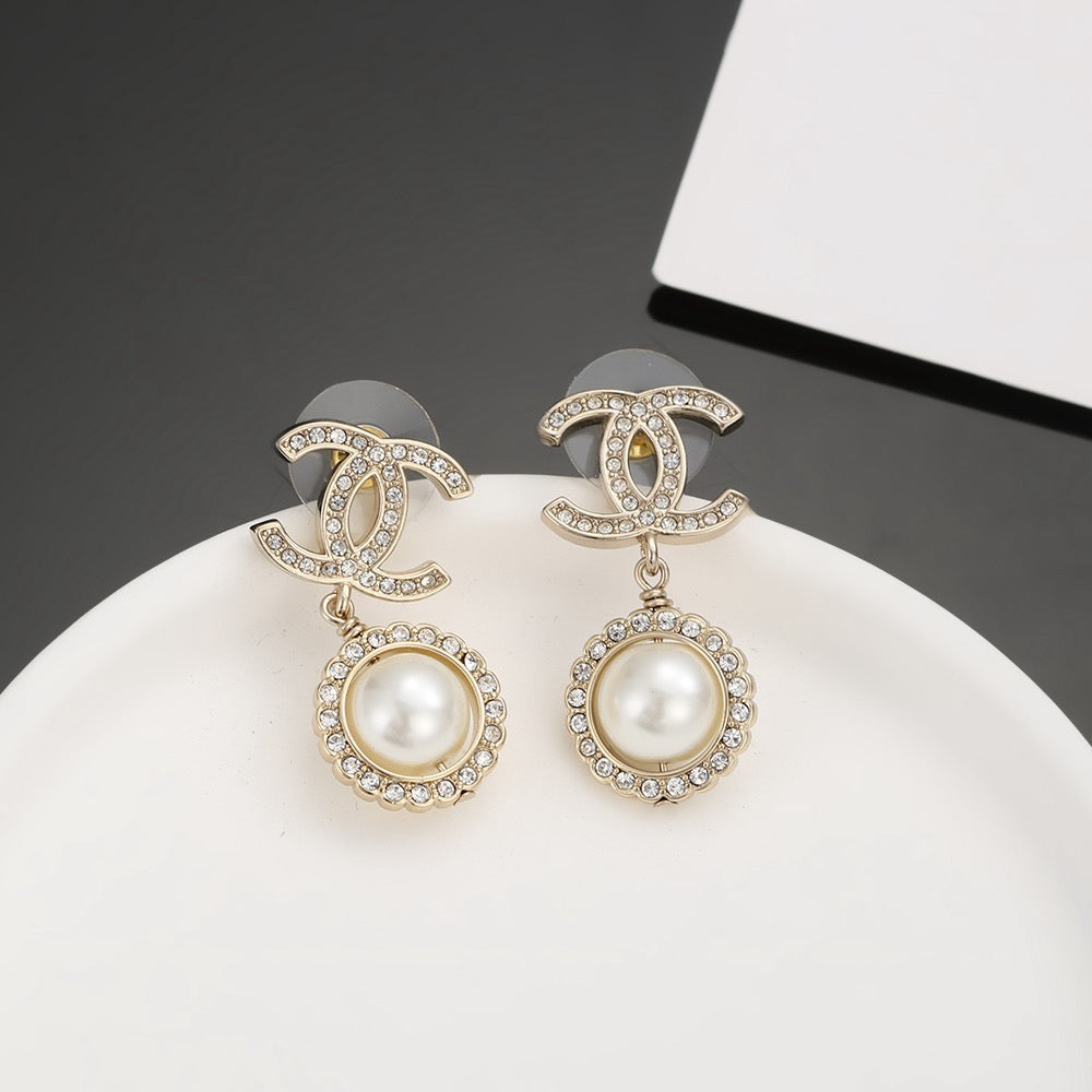 silver 925 sterling silver pearl Stud Earrings for women - alternate angle view 5