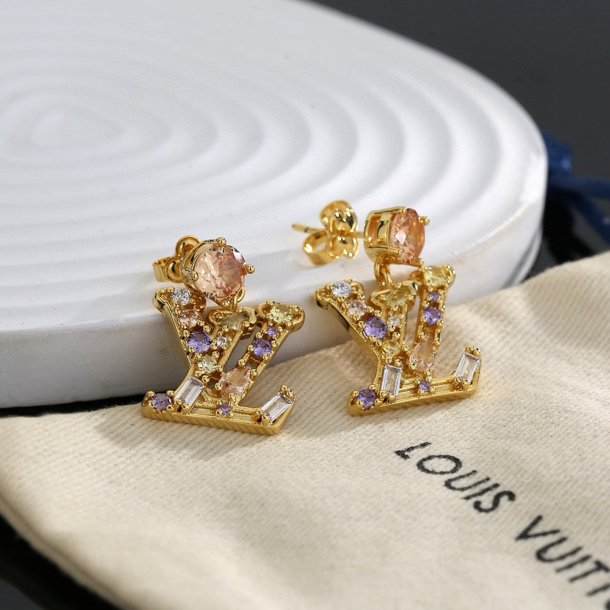 letter Stud Earrings for women - alternate angle view 2