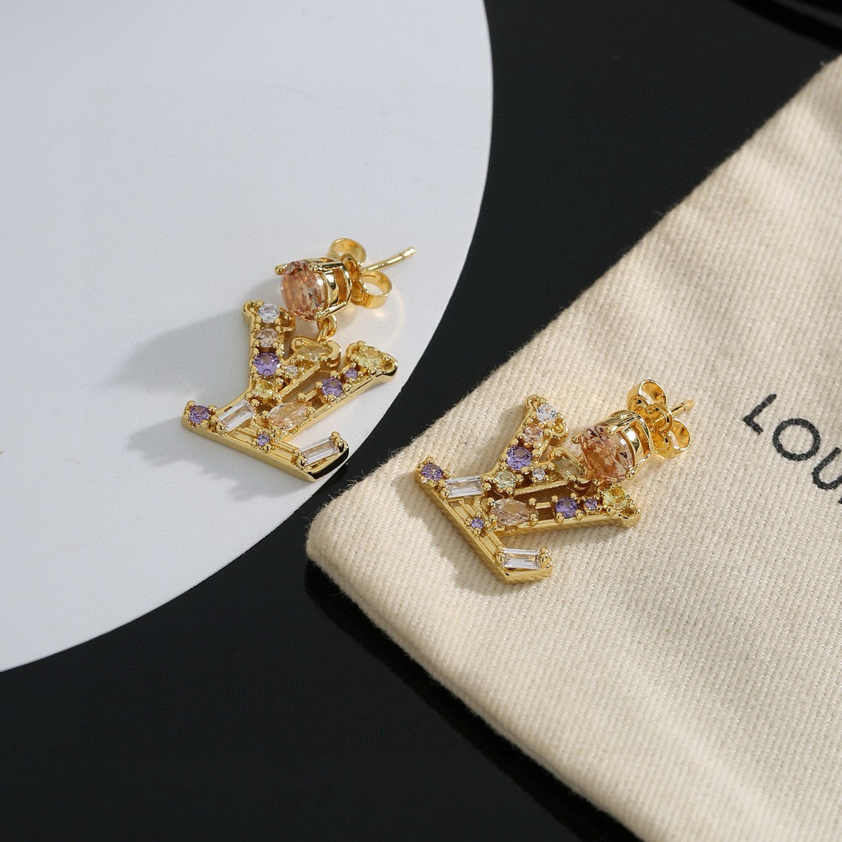letter Stud Earrings for women - alternate angle view 3