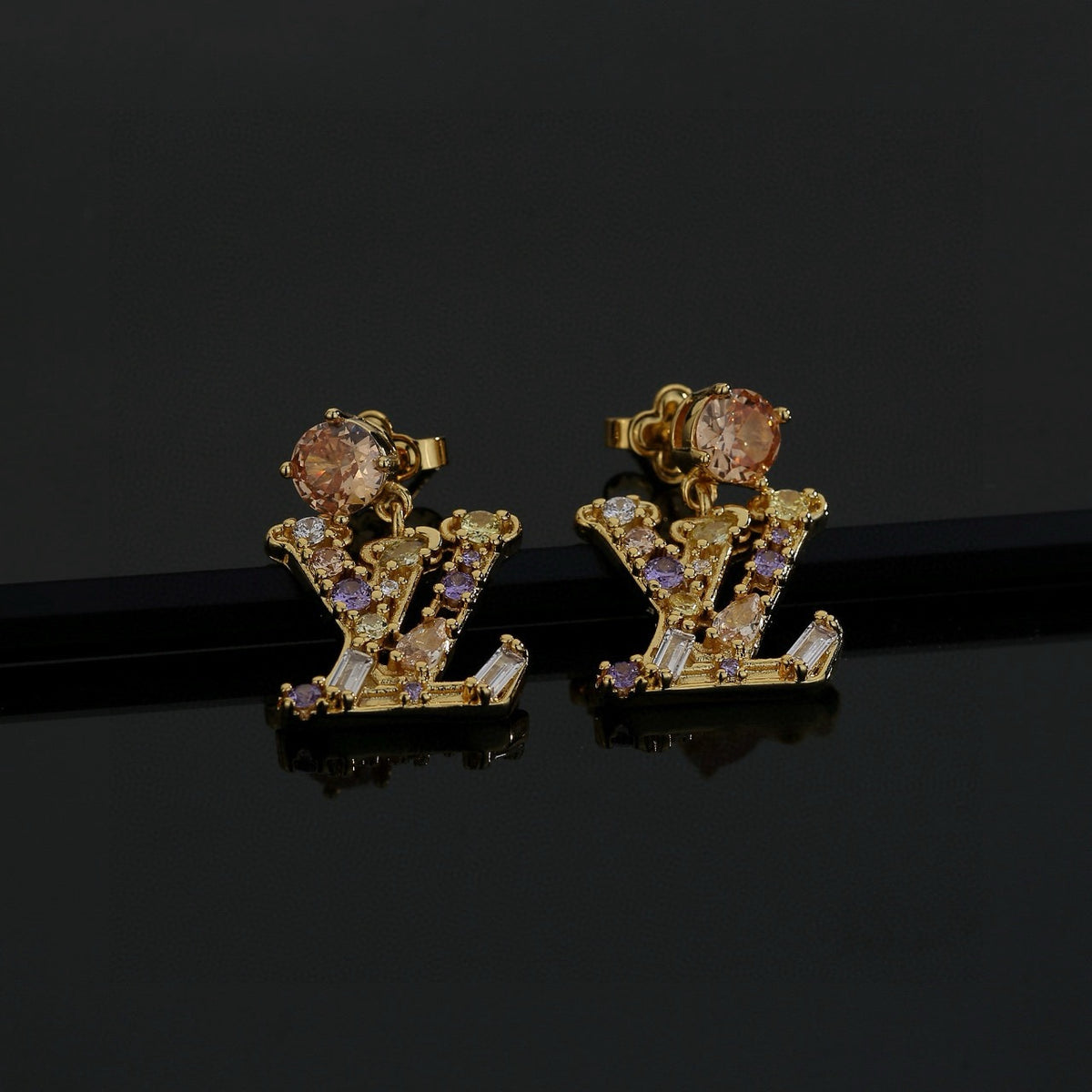 letter Stud Earrings for women - alternate angle view 5