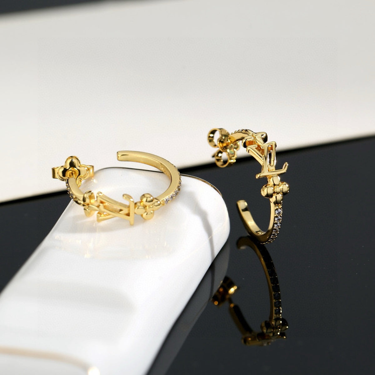letter Stud Earrings for women - alternate angle view 2