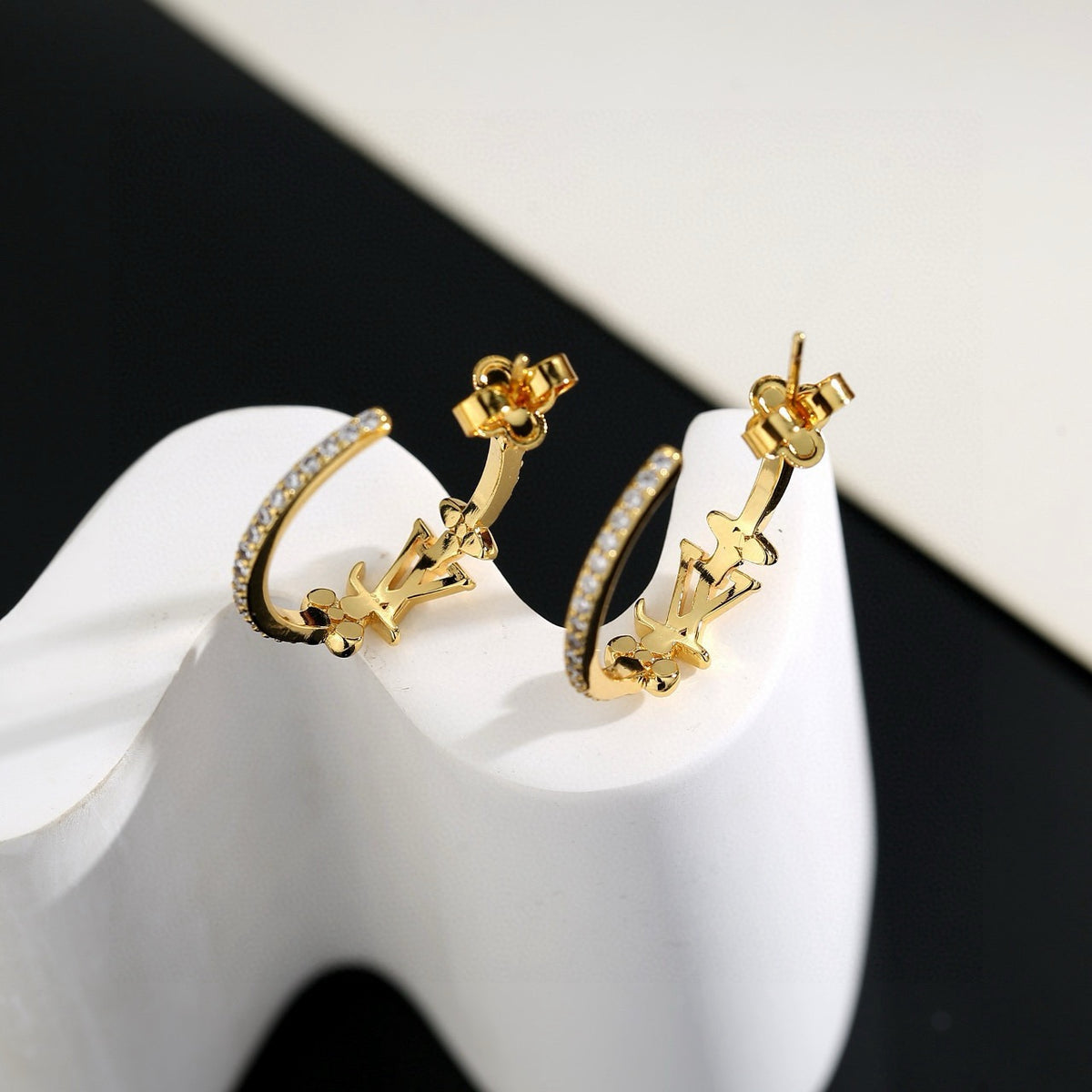letter Stud Earrings for women - alternate angle view 5
