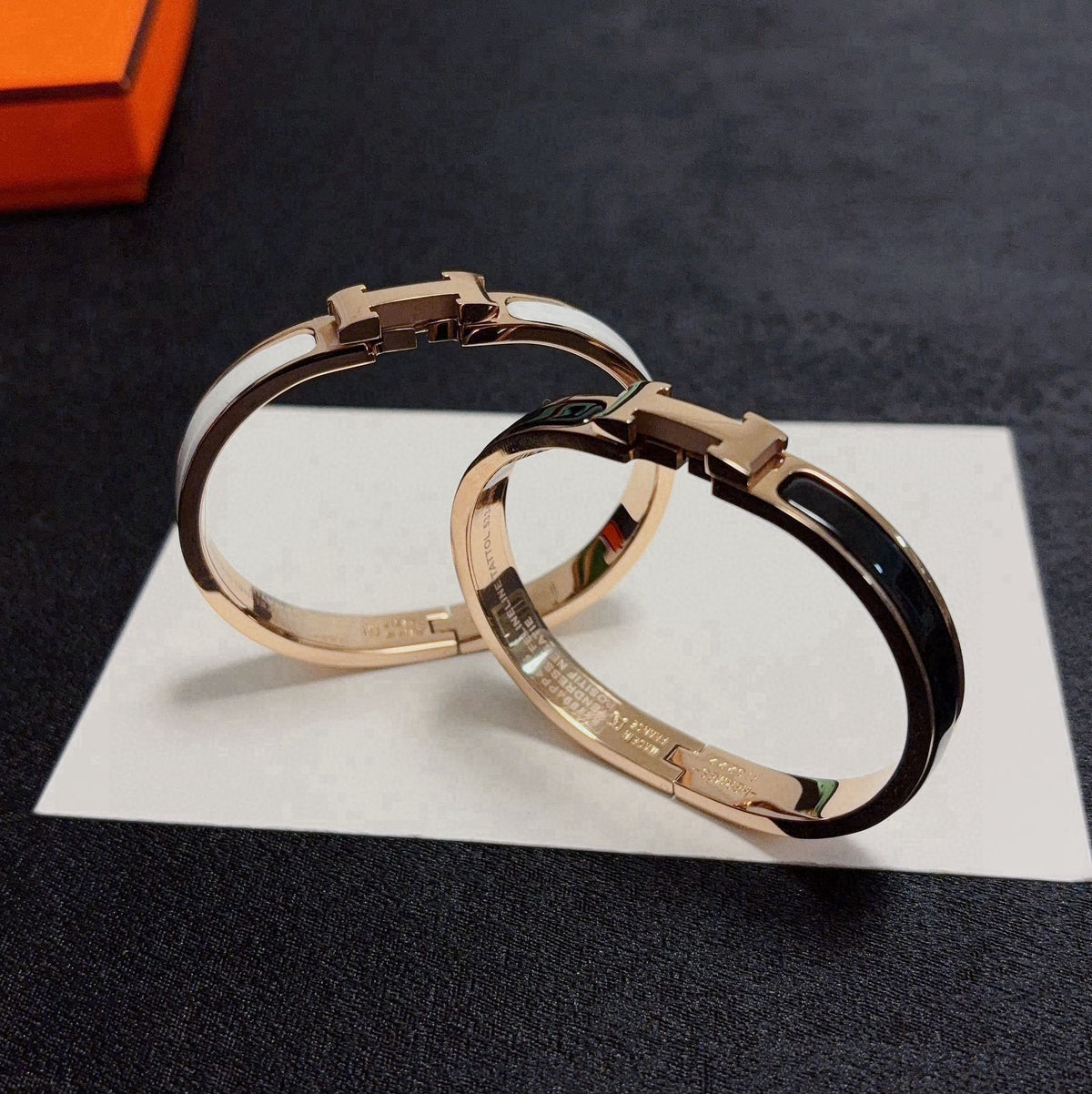 rose gold enamel rose Bangle for women - alternate angle view 5