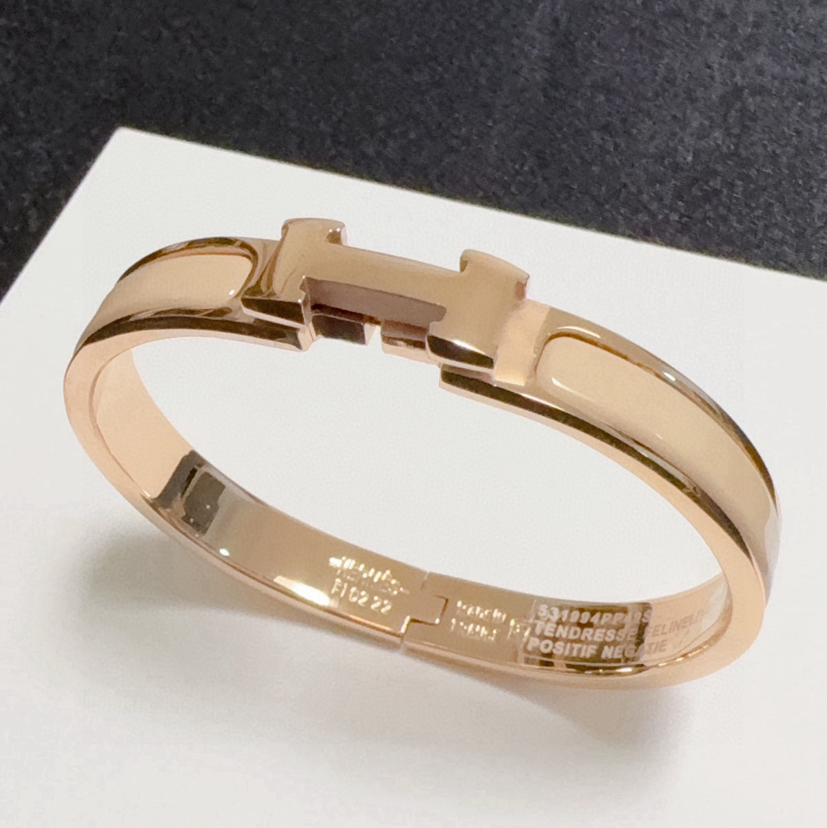 rose gold enamel rose Bangle for women - alternate angle view 4