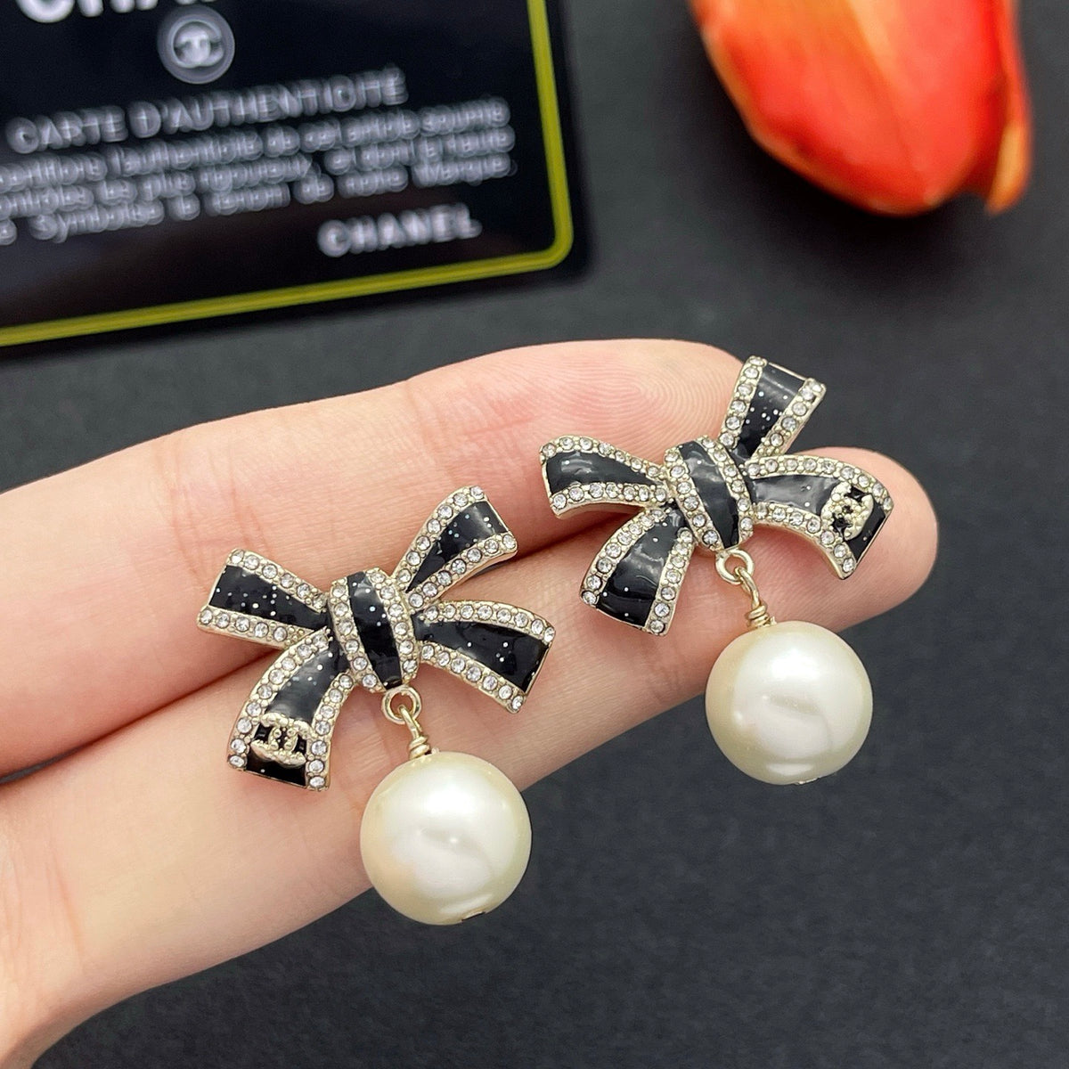 pearl butterfly Stud Earrings for women - product detail view