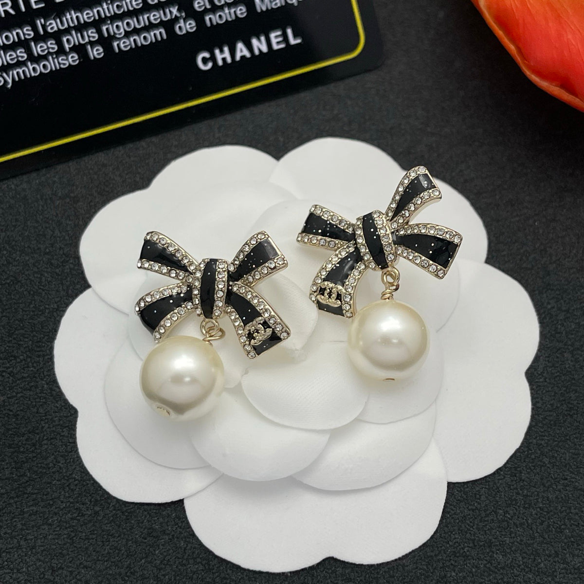pearl butterfly Stud Earrings for women - alternate angle view 2