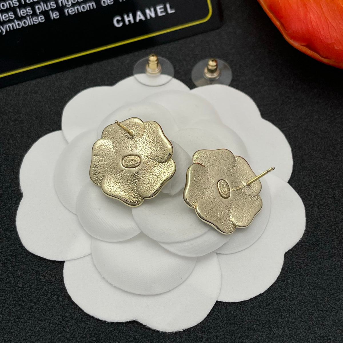 black floral Stud Earrings for women - alternate angle view 7