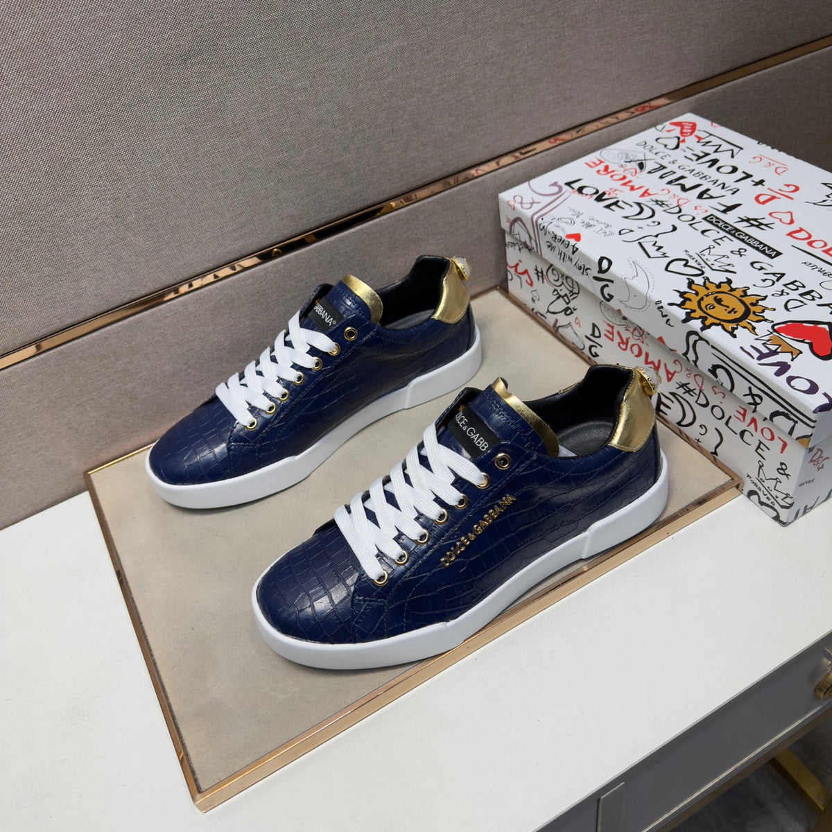 Dolce & Gabbana DG Couple's Multi-Material Casual Sneakers Multi-Color