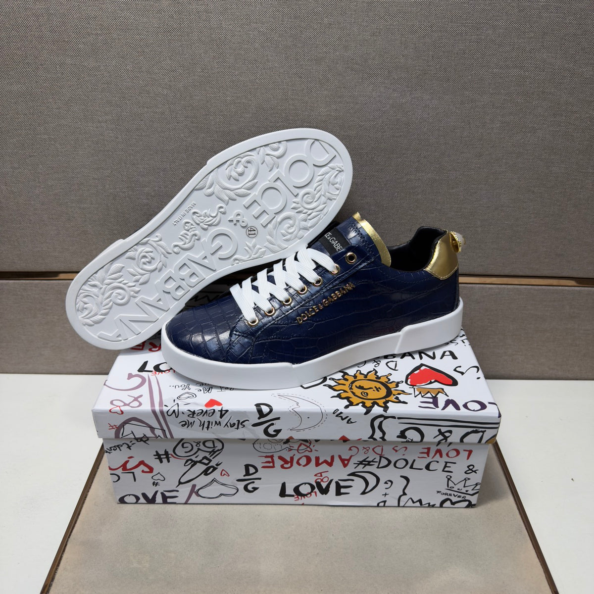 Dolce & Gabbana DG Couple's Multi-Material Casual Sneakers Multi-Color