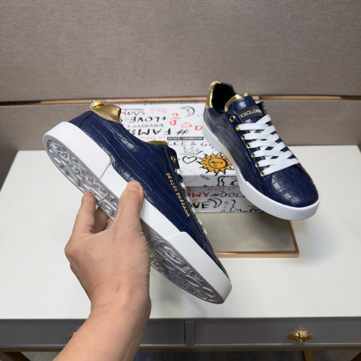 Dolce & Gabbana DG Couple's Multi-Material Casual Sneakers Multi-Color