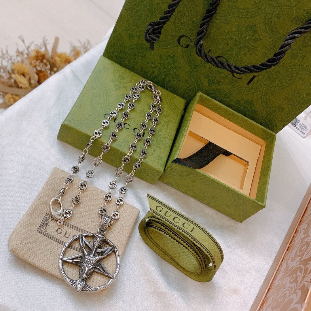 antique double g Necklace for women - alternate angle view 5