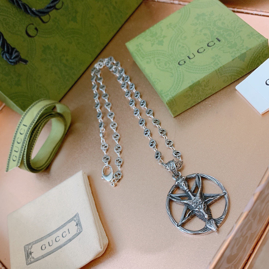 antique double g Necklace for women - alternate angle view 2