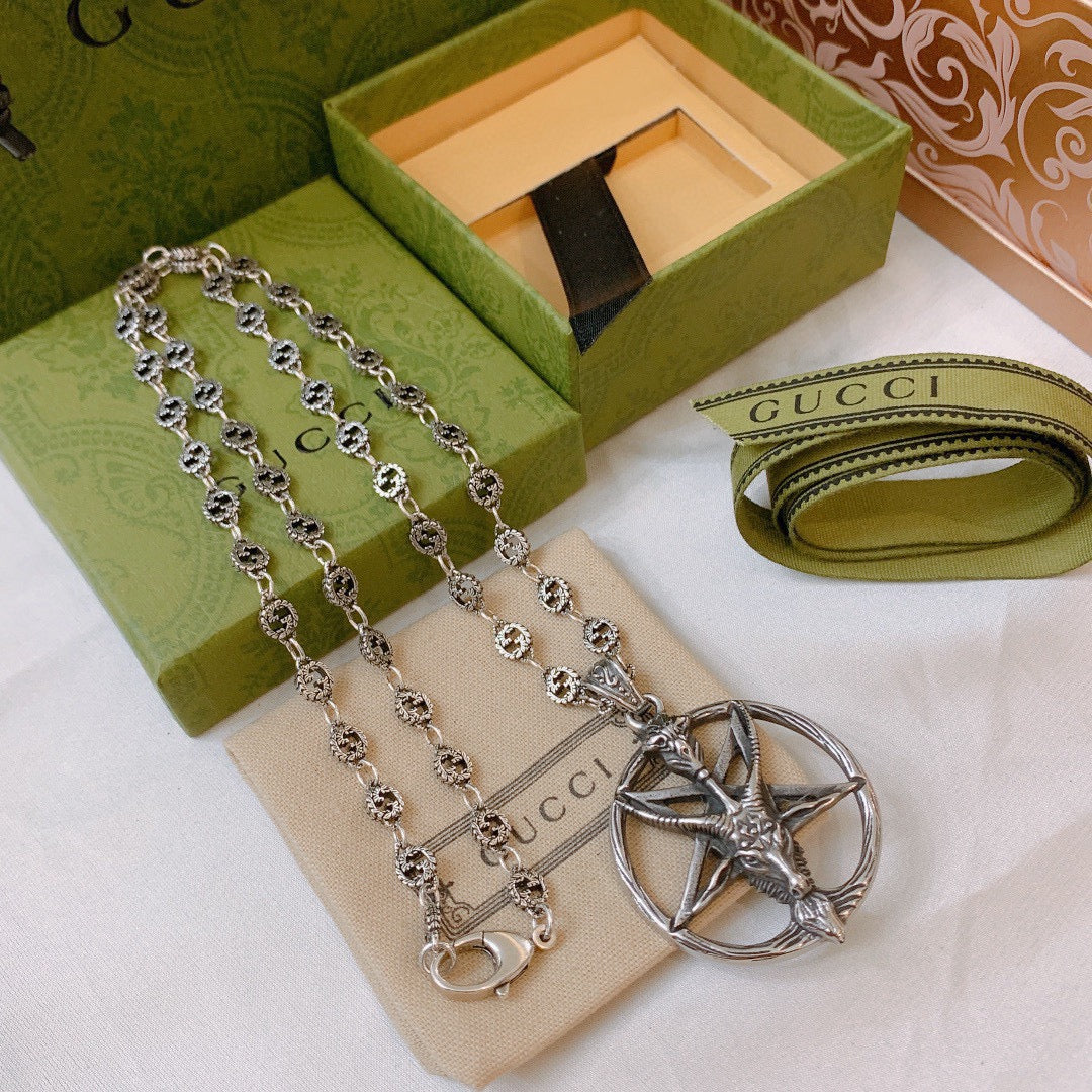 antique double g Necklace for women - alternate angle view 4