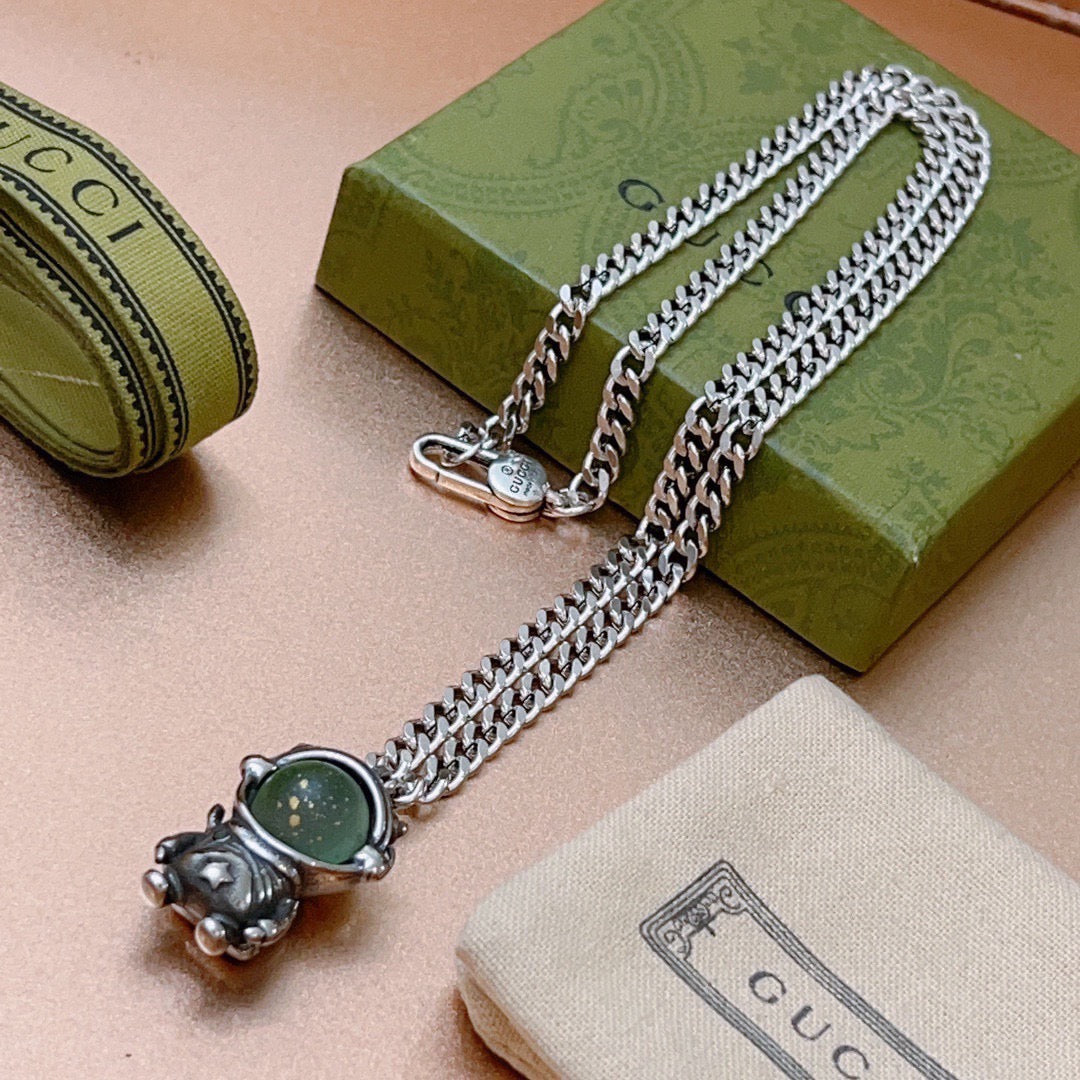 antique double g Necklace for women - alternate angle view 3