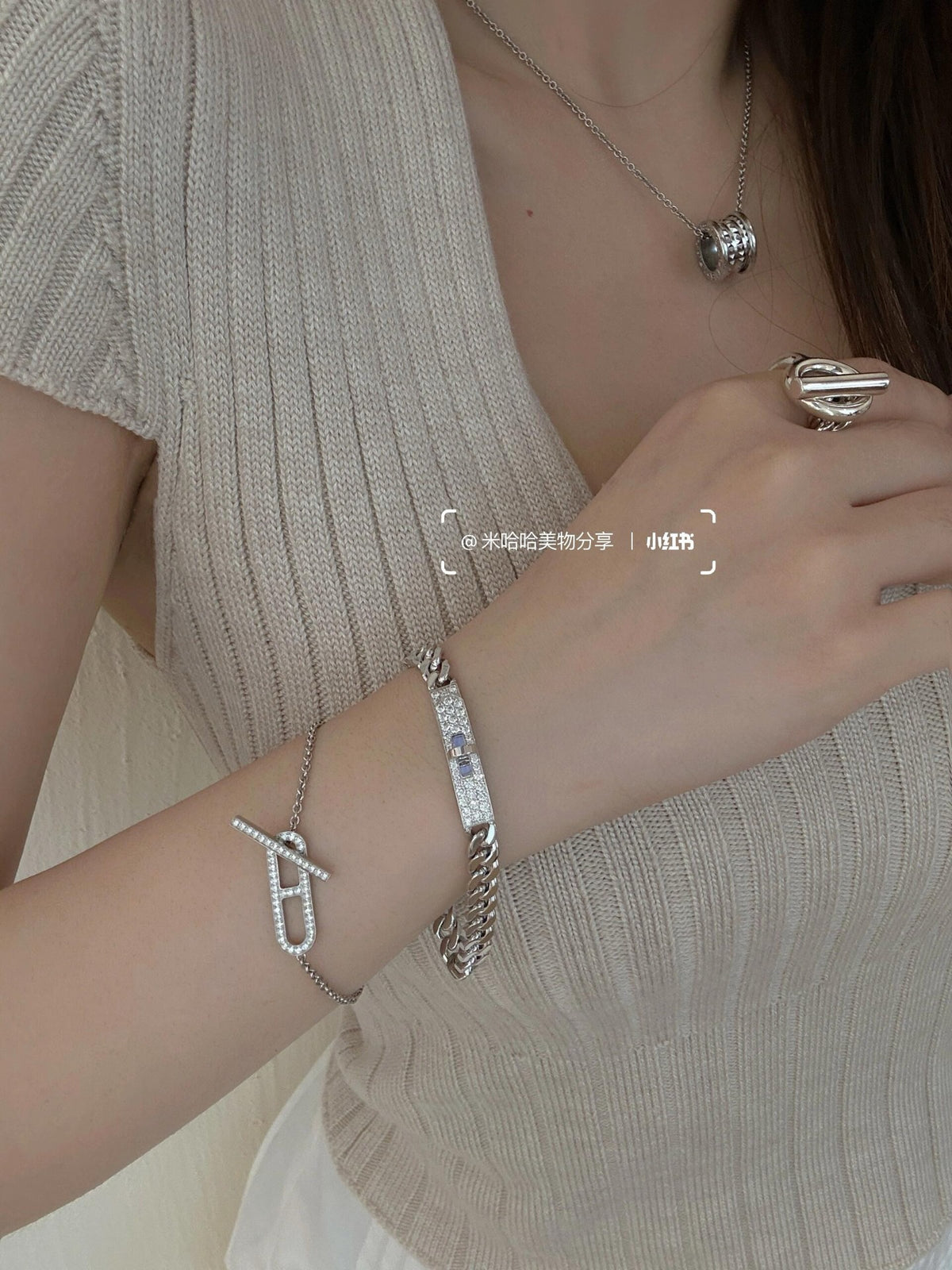 silver brass crystal inlaid Bracelet for women - alternate angle view 12