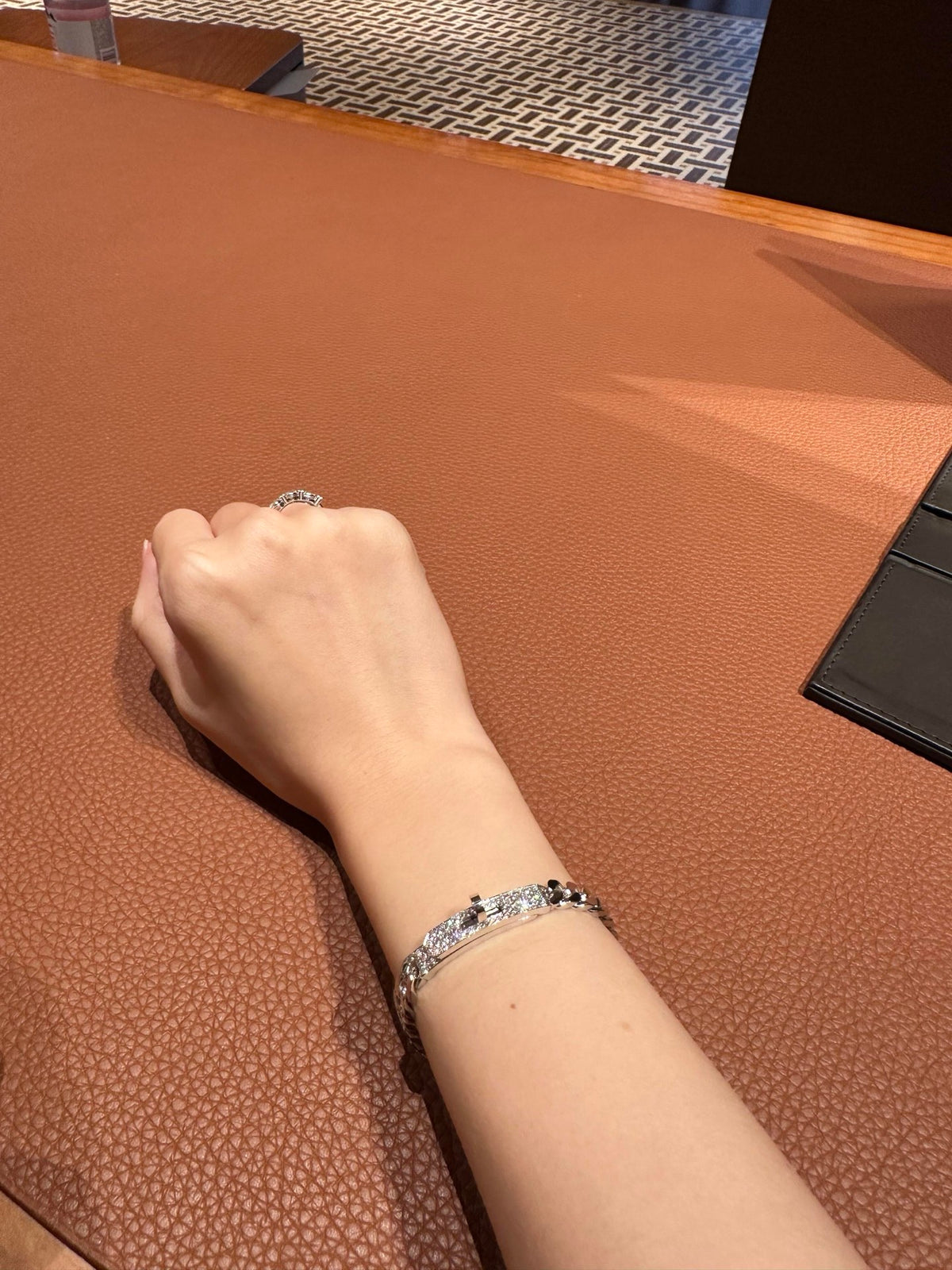 silver brass crystal inlaid Bracelet for women - alternate angle view 13