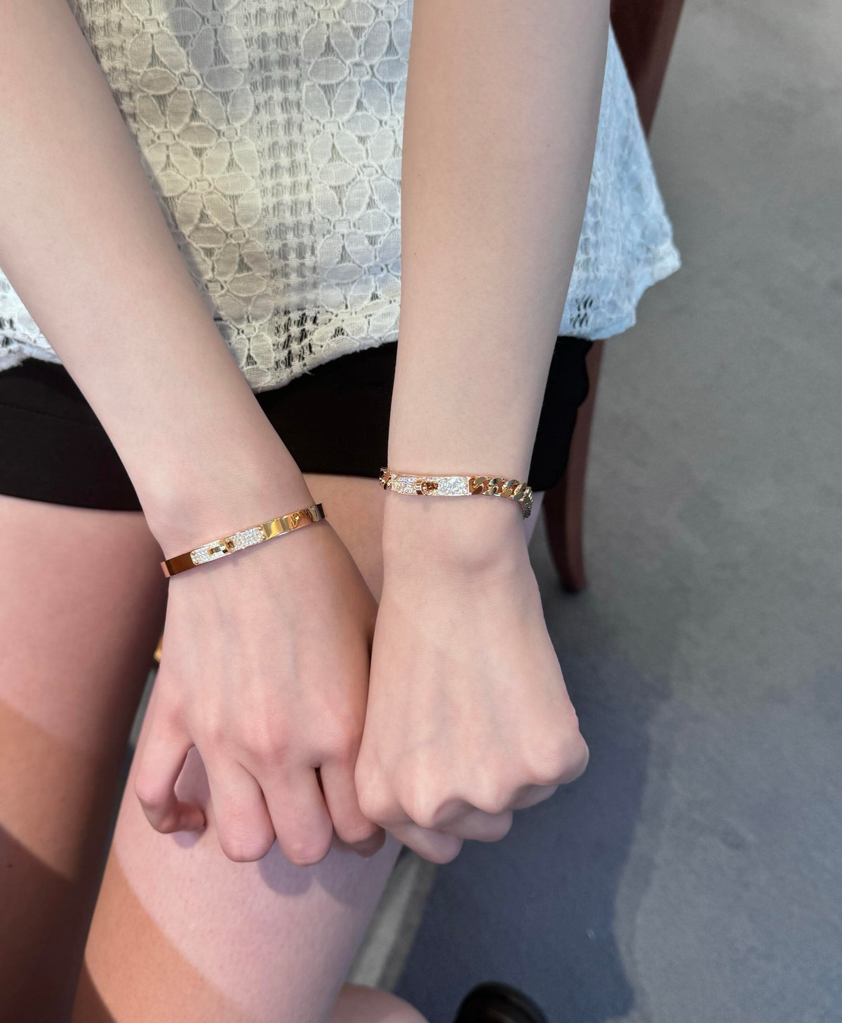silver brass crystal inlaid Bracelet for women - alternate angle view 12