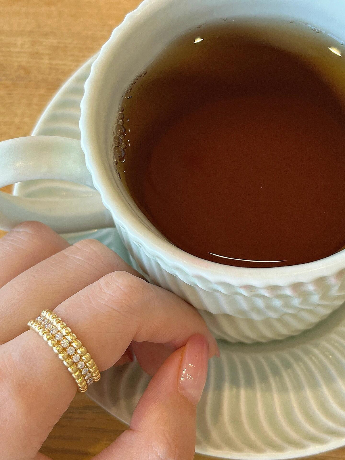gold brass crystal inlaid Ring for women - alternate angle view 10