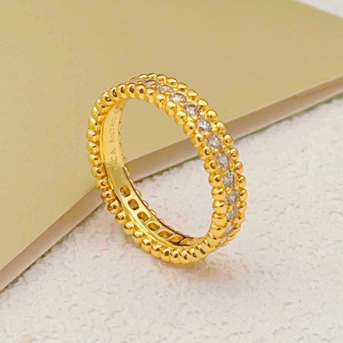 gold brass crystal inlaid Ring for women - alternate angle view 5