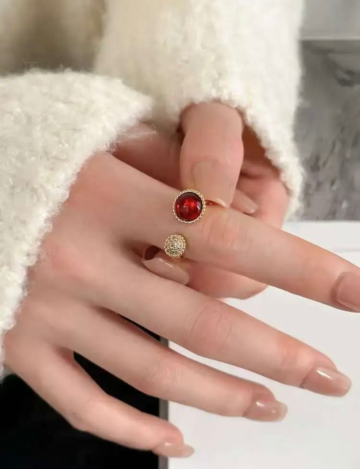 rose gold brass rose Ring for women - alternate angle view 12