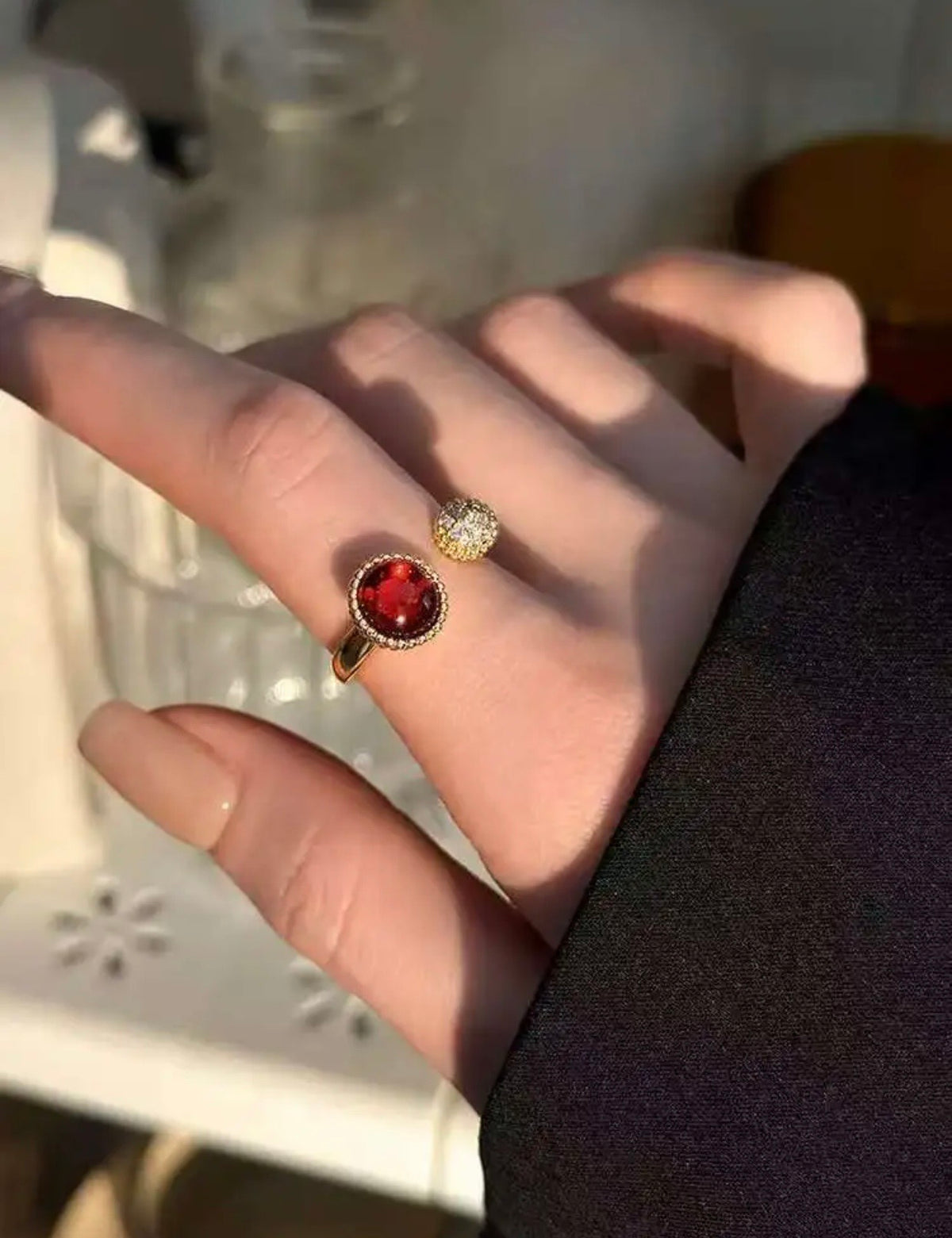 rose gold brass rose Ring for women - alternate angle view 13