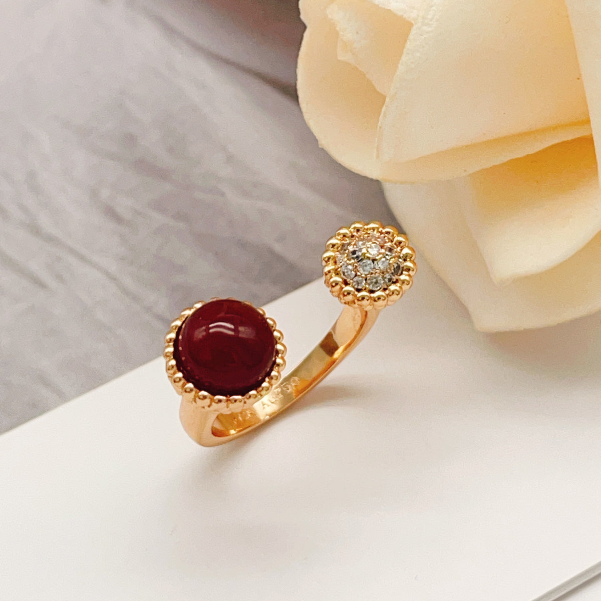 rose gold brass rose Ring for women - alternate angle view 5