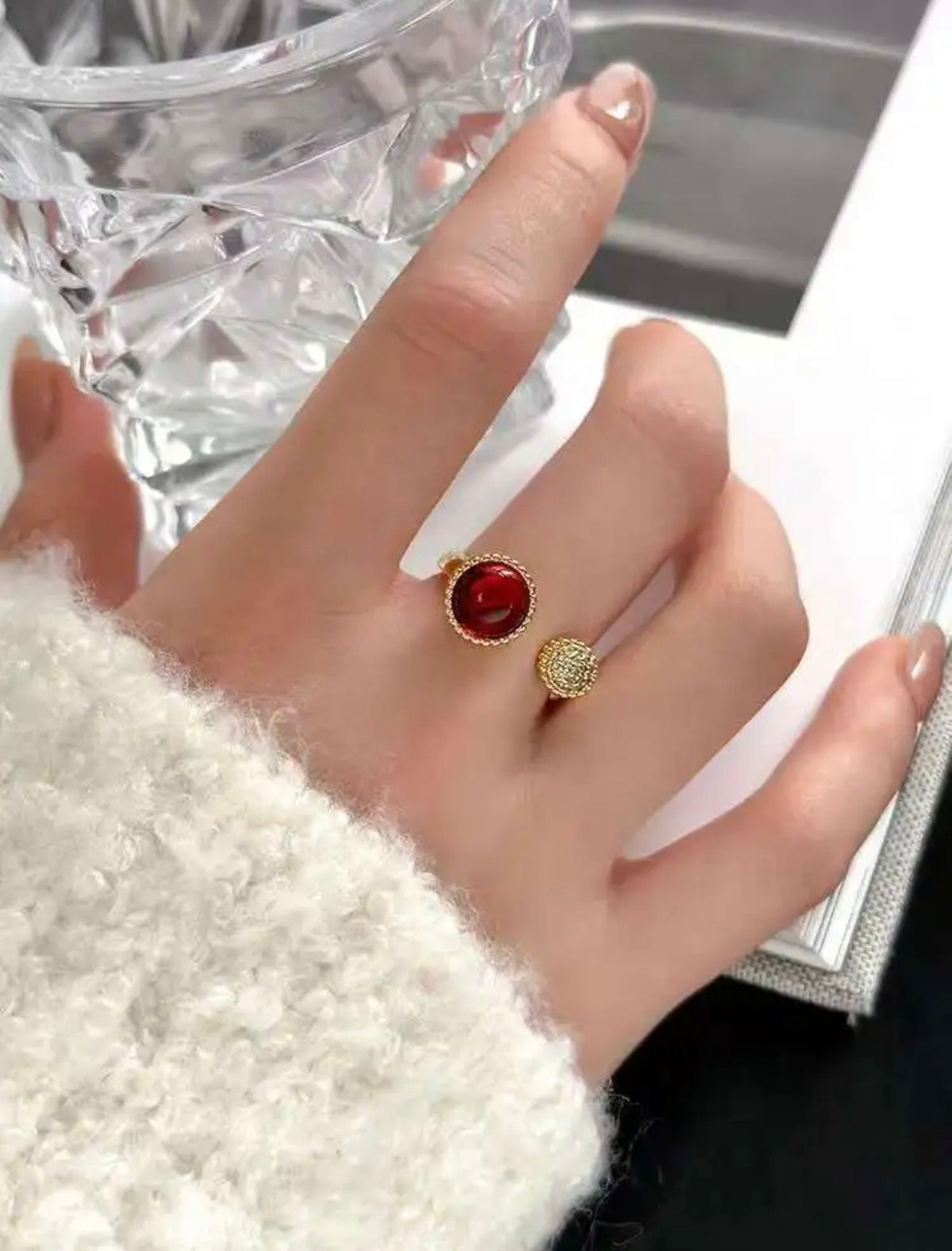 rose gold brass rose Ring for women - alternate angle view 10