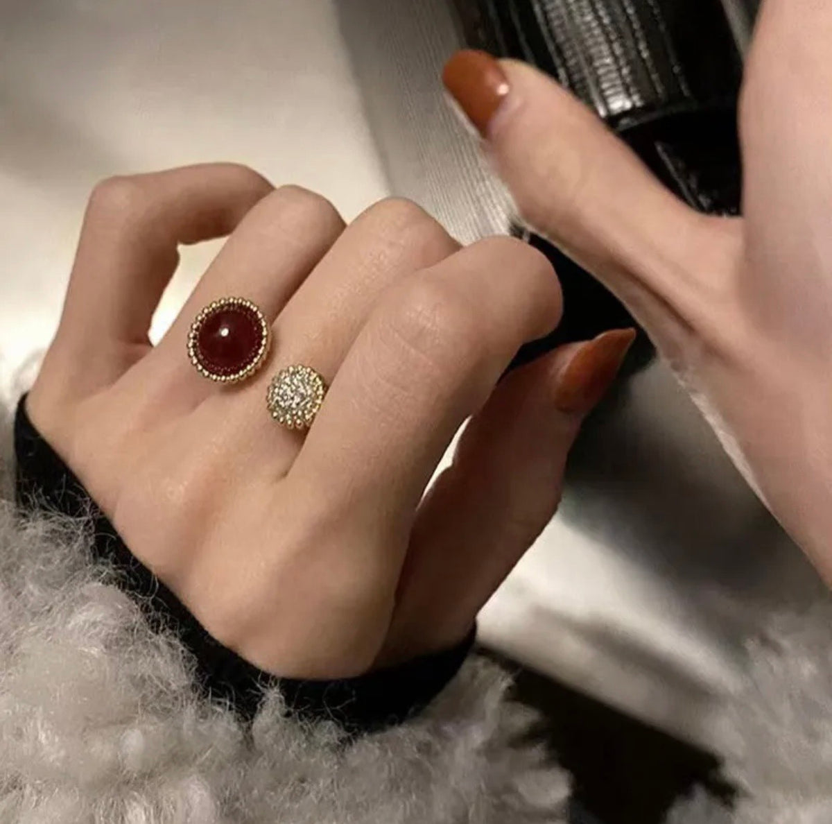 rose gold brass rose Ring for women - alternate angle view 9