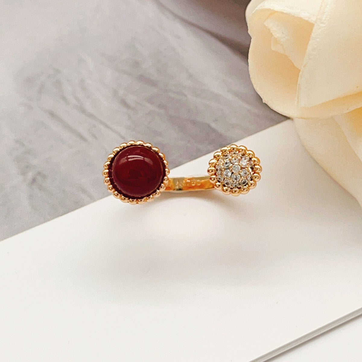 rose gold brass rose Ring for women - alternate angle view 2