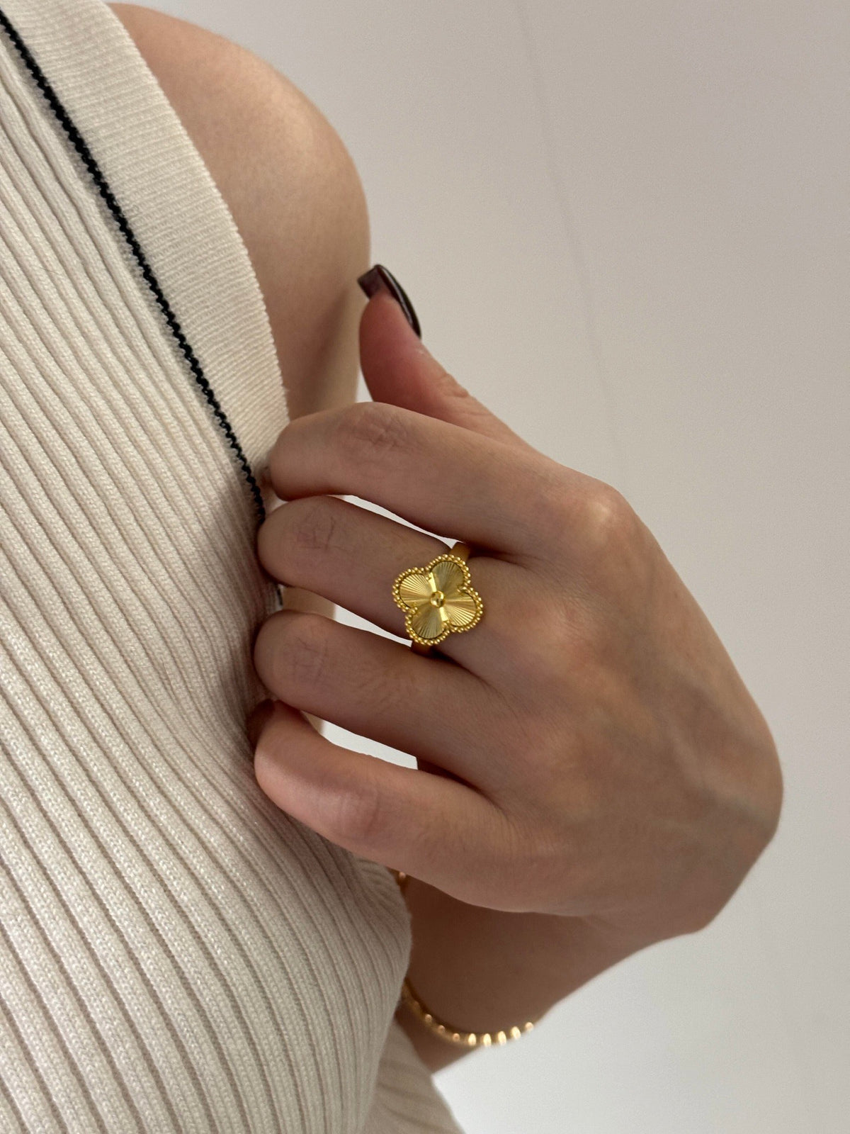 gold brass luxury Ring for women - alternate angle view 6