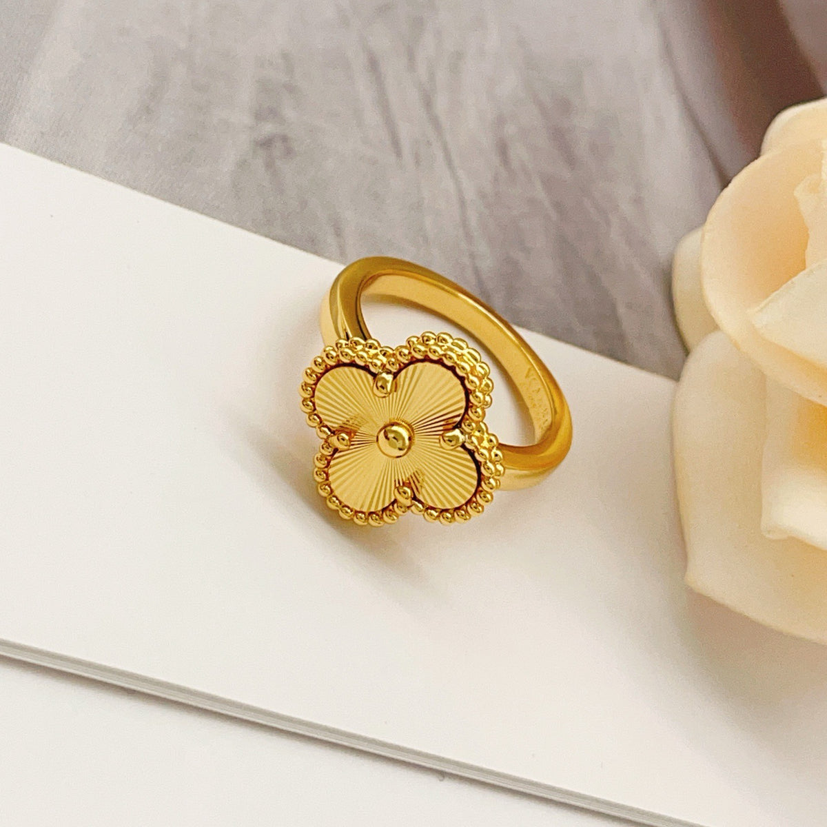 gold brass luxury Ring for women - product detail view