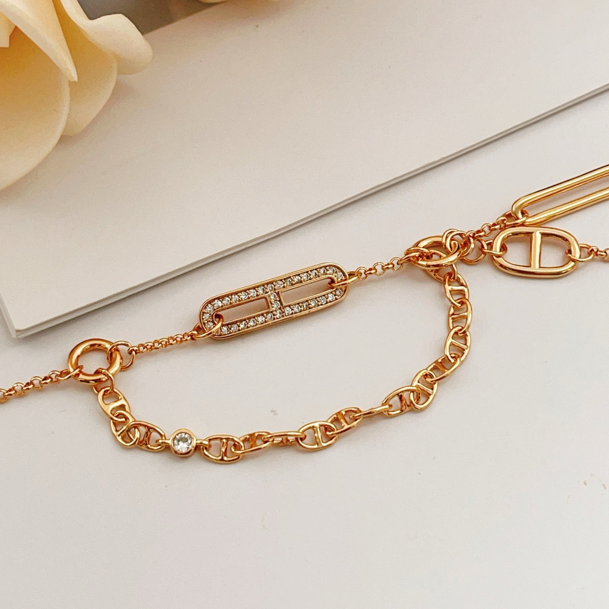 rose gold brass rose Bracelet for women - alternate angle view 4