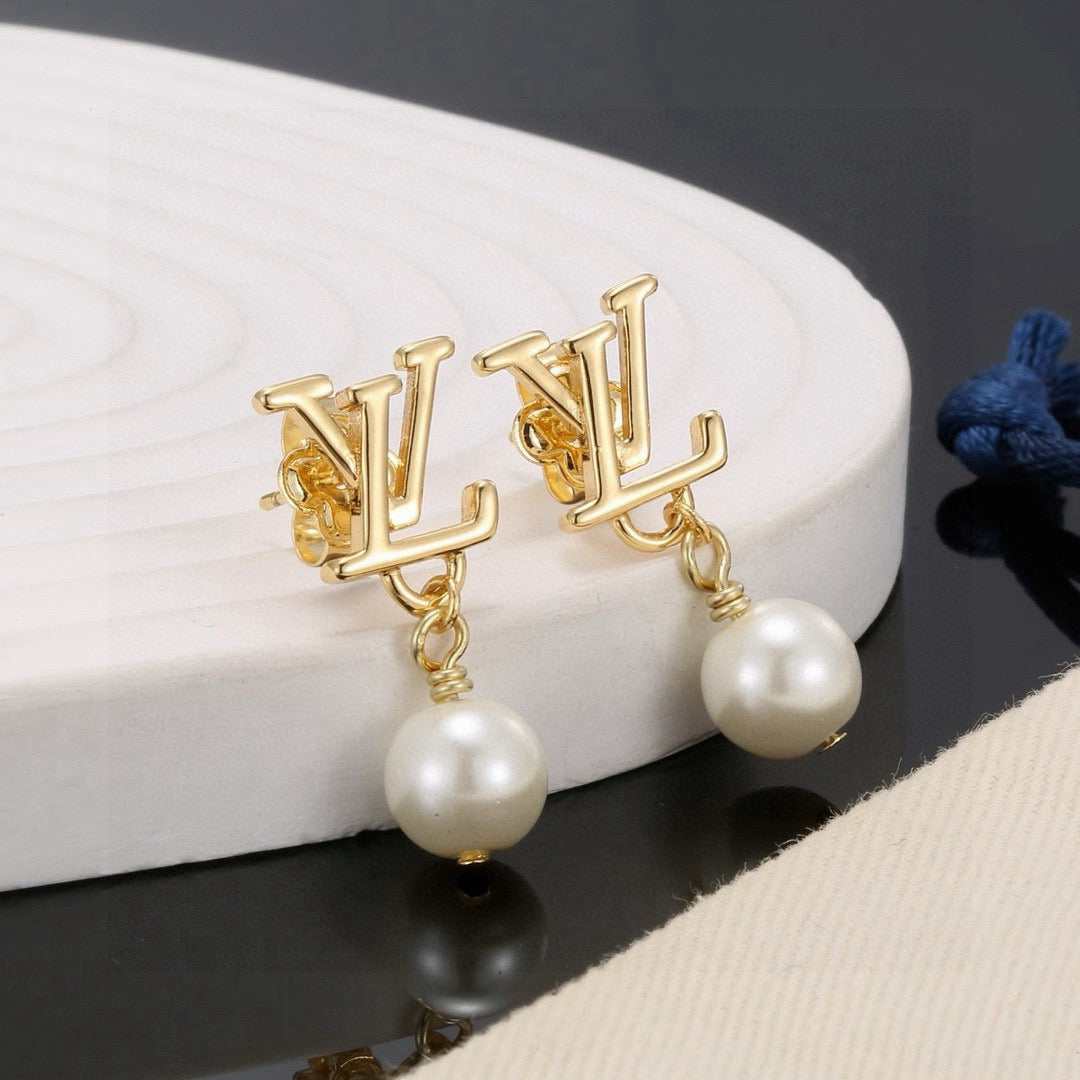 letter Stud Earrings for women - alternate angle view 2