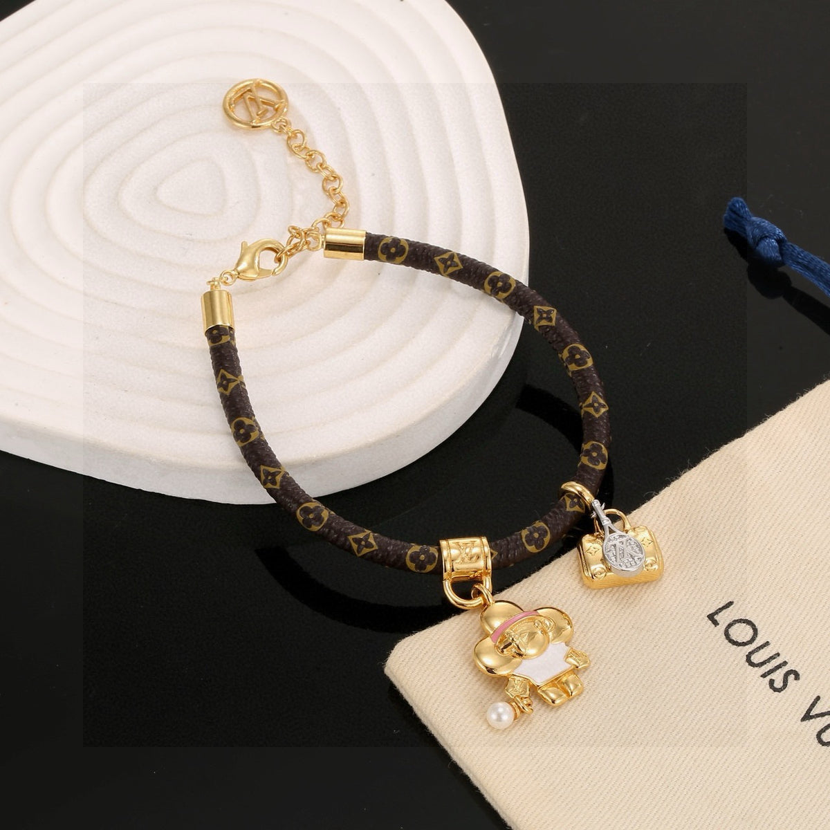 gold crystal floral Bracelet for women - alternate angle view 5