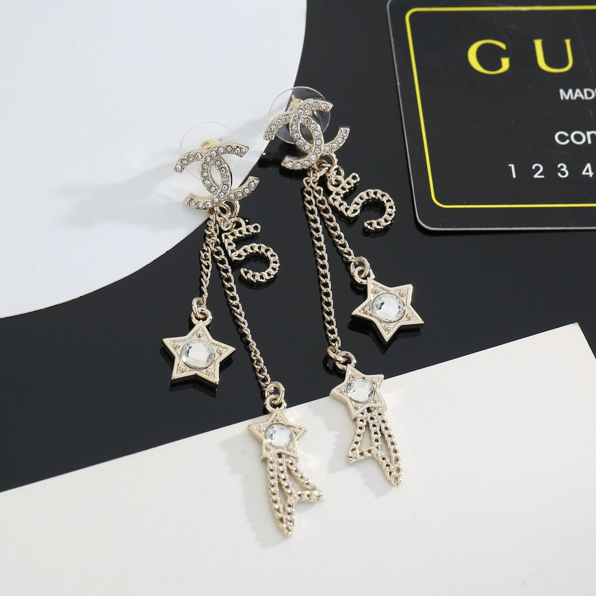 yellow brass Stud Earrings for women - product detail view
