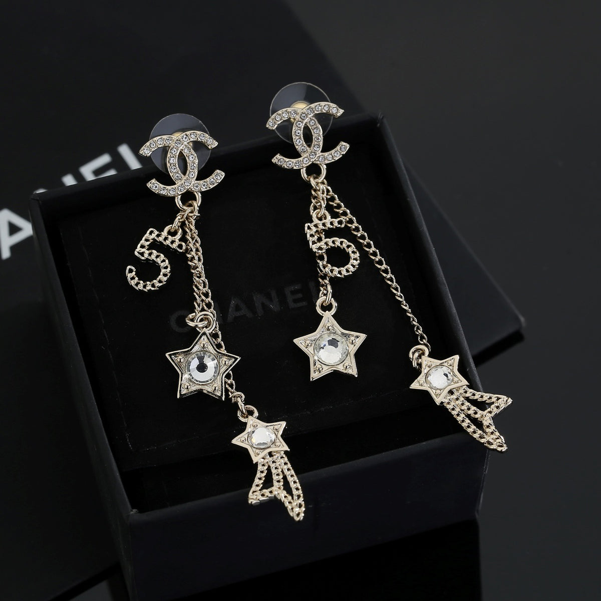yellow brass Stud Earrings for women - alternate angle view 5