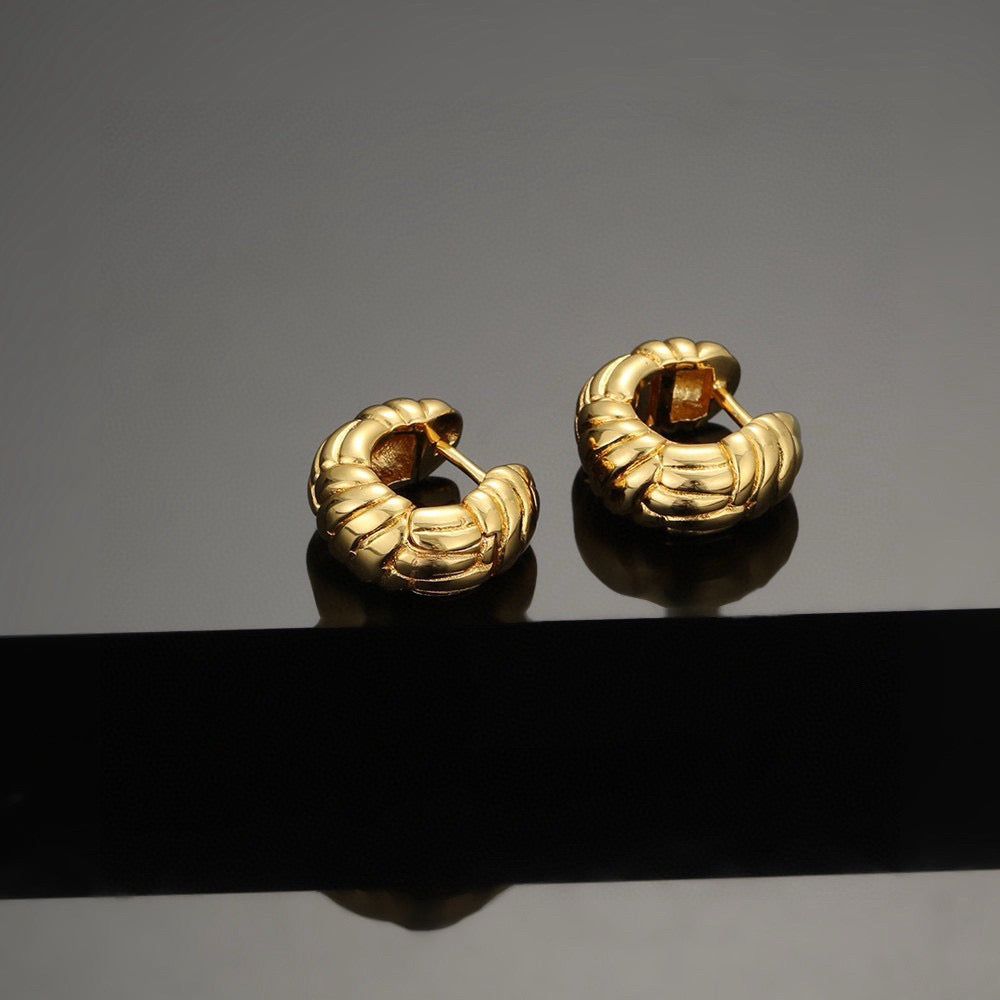 gold linen floral Drop Earrings for women - alternate angle view 5