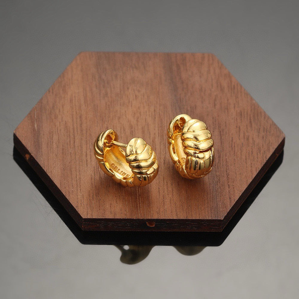 gold linen floral Drop Earrings for women - alternate angle view 6