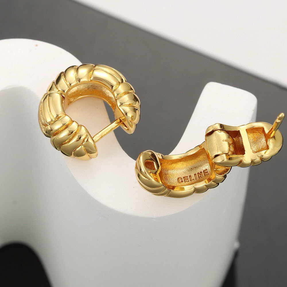 gold linen floral Drop Earrings for women - alternate angle view 4
