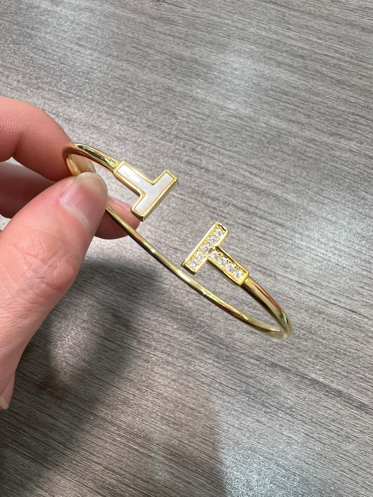shell inlaid Bangle for women - alternate angle view 4