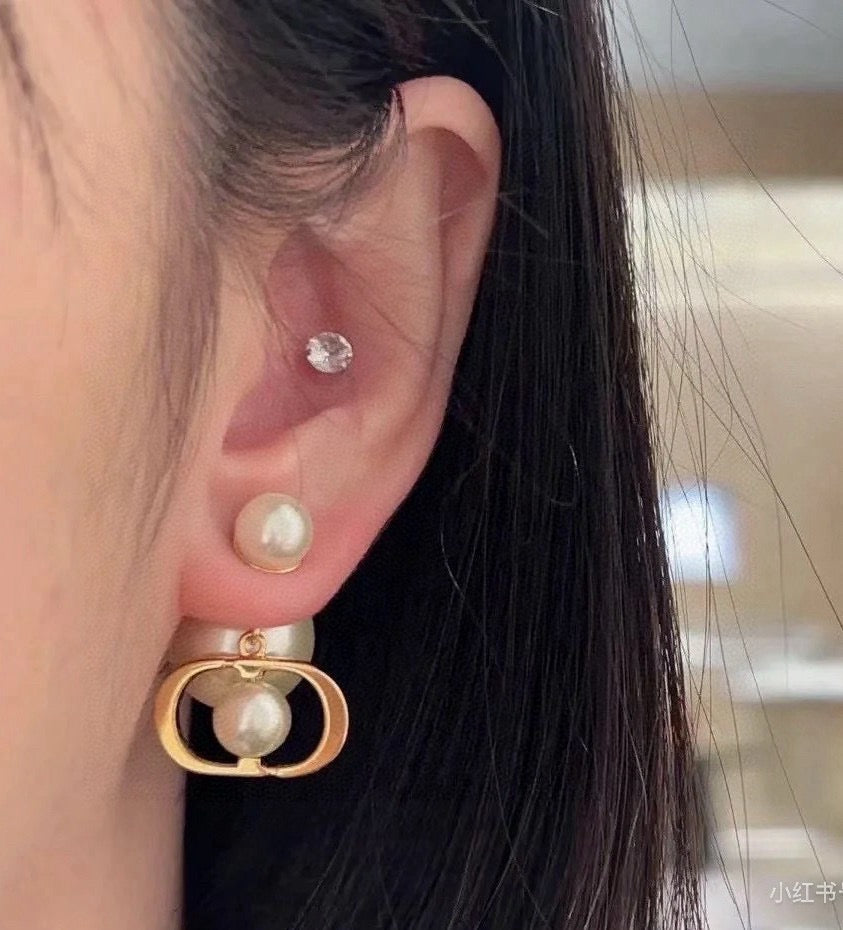 silver resin letter Drop Earrings for women - alternate angle view 7
