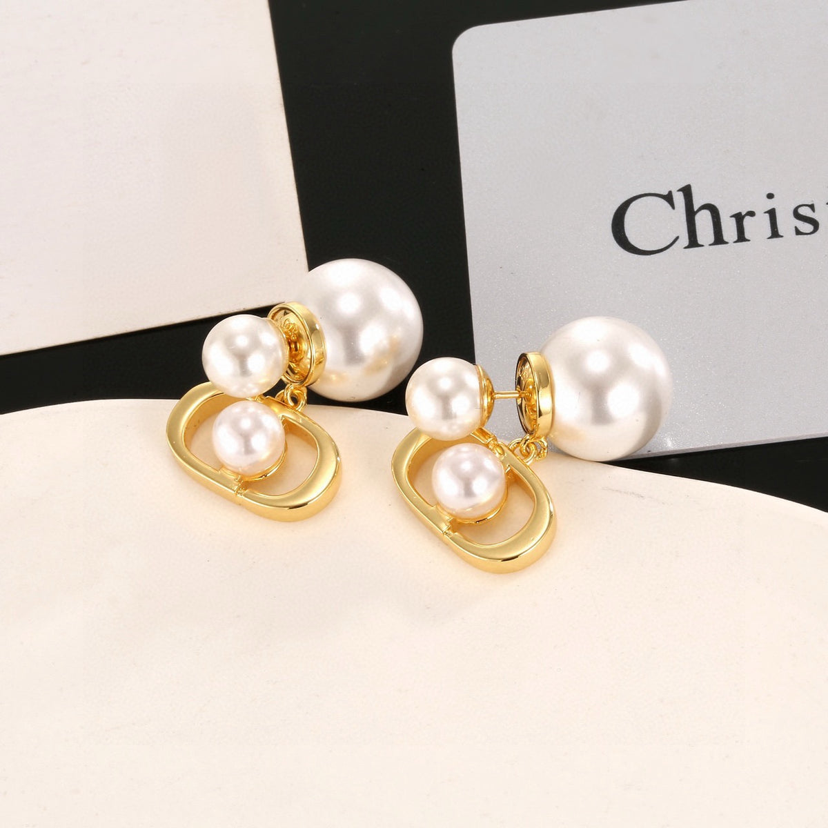 silver resin letter Drop Earrings for women - product detail view