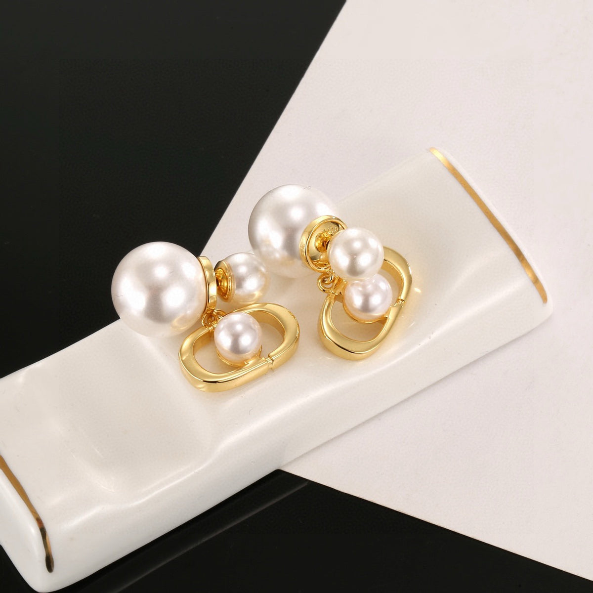 silver resin letter Drop Earrings for women - alternate angle view 6