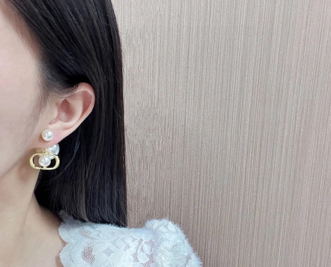 silver resin letter Drop Earrings for women - alternate angle view 3