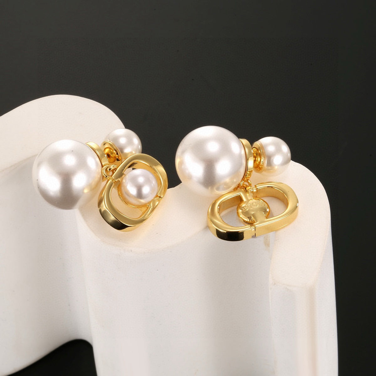 silver resin letter Drop Earrings for women - alternate angle view 8